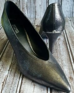 Michael Kors Black Leather Heels Shoes Size 8.5